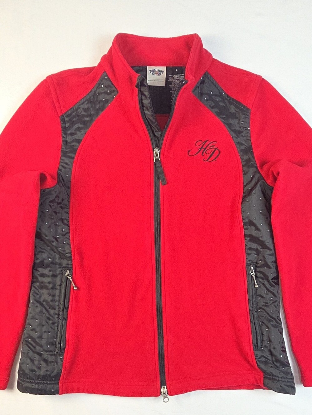 Harley Davidson 2000's Red/Black Women's Size Large Full Zip Fleece Jacket
